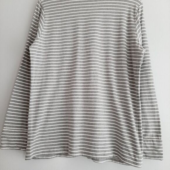 J. CREW | Button Down Long Sleeve Pajama Top Grey & White Stripe Sleepwear Sz M - Picture 9 of 12